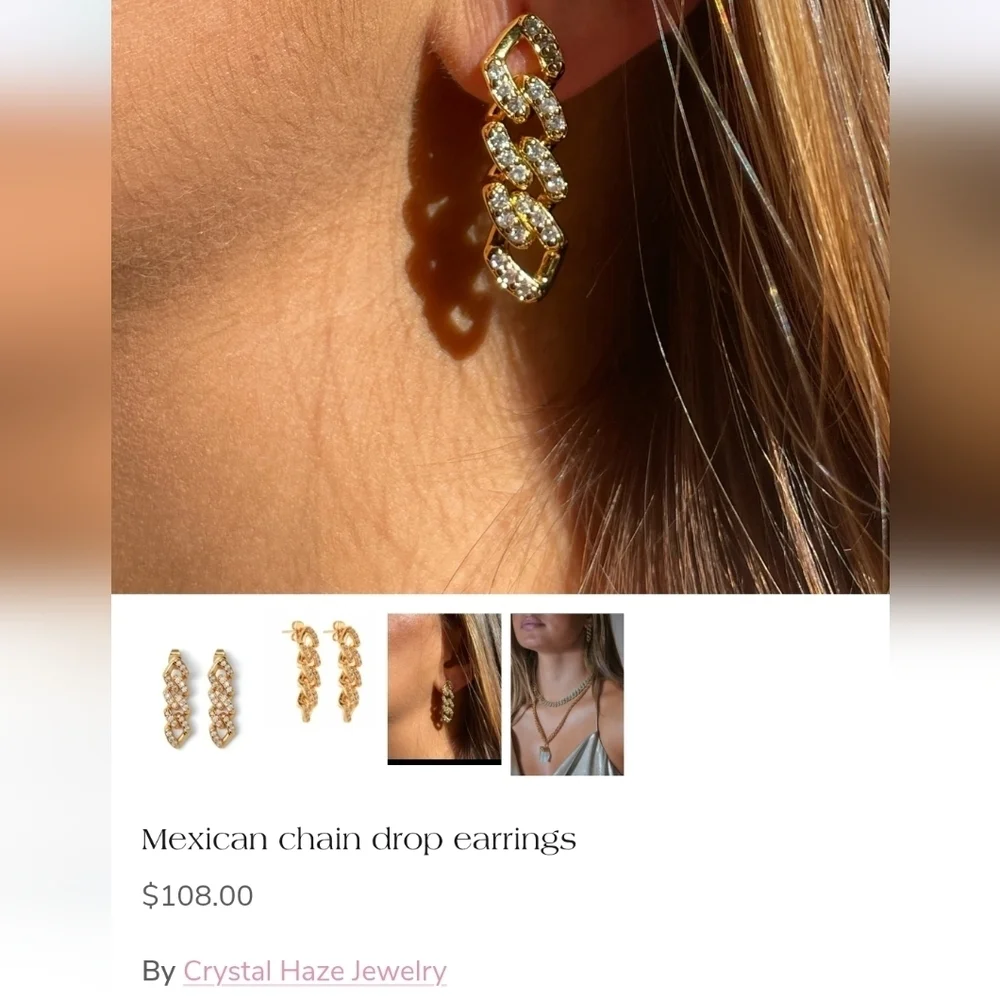 Crystal Haze Mexican Chain Drop  Earring